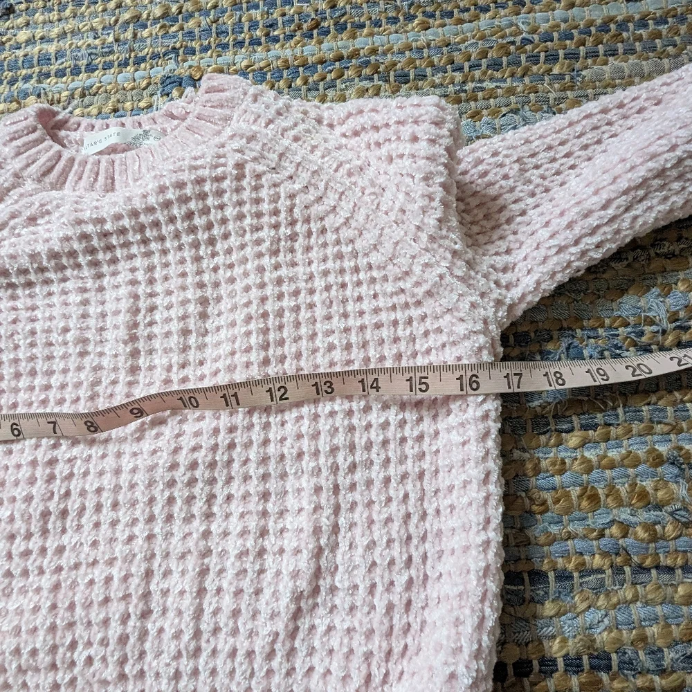 Altar’d State Blush Pink Chenille Textured Slightly Cropped Sweater XXS L/S Ribb